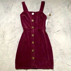 Maroon Button Suede Mini dress